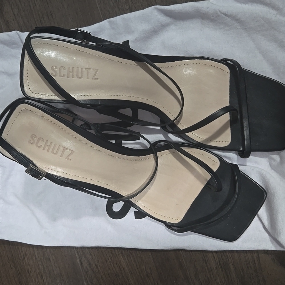 SCHUTZ Black Strappy Heels